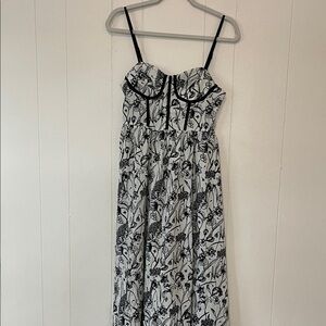 Floral Black and White Dress